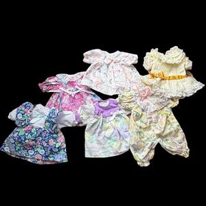 Lot of 6 Vintage Doll Dresses Chest Width 11"-14"